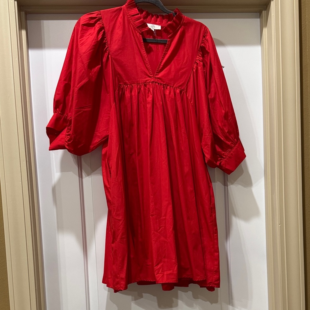 NWOT Red V-Neck Babydoll Dress